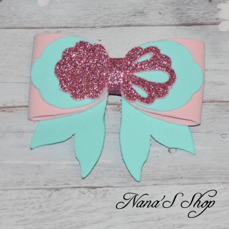 Barrette à cheveux, sirène, 7 cm, coloris rose et menthe.