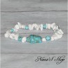 Bracelet en Howlite, tête de Bouddha, coloris blanc et bleu