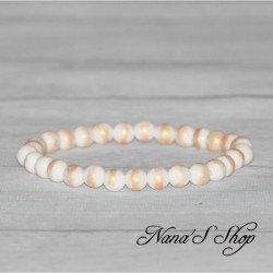 Bracelet en Dolomite, de couleur blanc et doré,