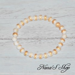 Bracelet en Dolomite, de couleur blanc et doré,