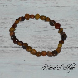 Bracelet en Bois Pétrifié, coloris marron,