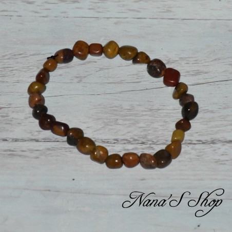 Bracelet en Bois Pétrifié, coloris marron,