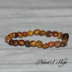 Bracelet en Bois Pétrifié, coloris marron,