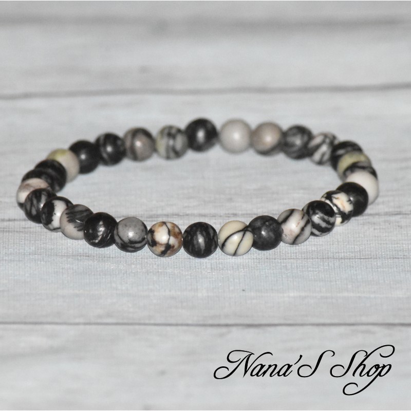 Bracelet élastique Jaspe de soie, coloris noir gris, Bracelet élastique Jaspe de soie, coloris noir gris,