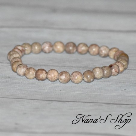 Bracelet en perles de Maifanite, tons beige