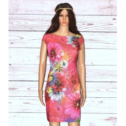 Robe de cocktail Pichi Luka, Desigual, imprimé fleuri et coloris rose.