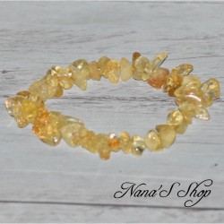 Bracelet élastique, chips pierre de citrine, coloris jaune translucide.