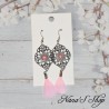 Boucles d'oreilles Filigrane Arabesque et Plume, coloris rose pâle.