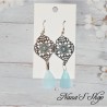 Boucles d'oreilles Filigrane Arabesque et Plume, coloris bleu ciel.