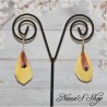 Boucles d'oreilles duo de plumes simple, coloris jaune.