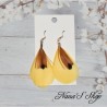 Boucles d'oreilles duo de plumes simple, coloris jaune.