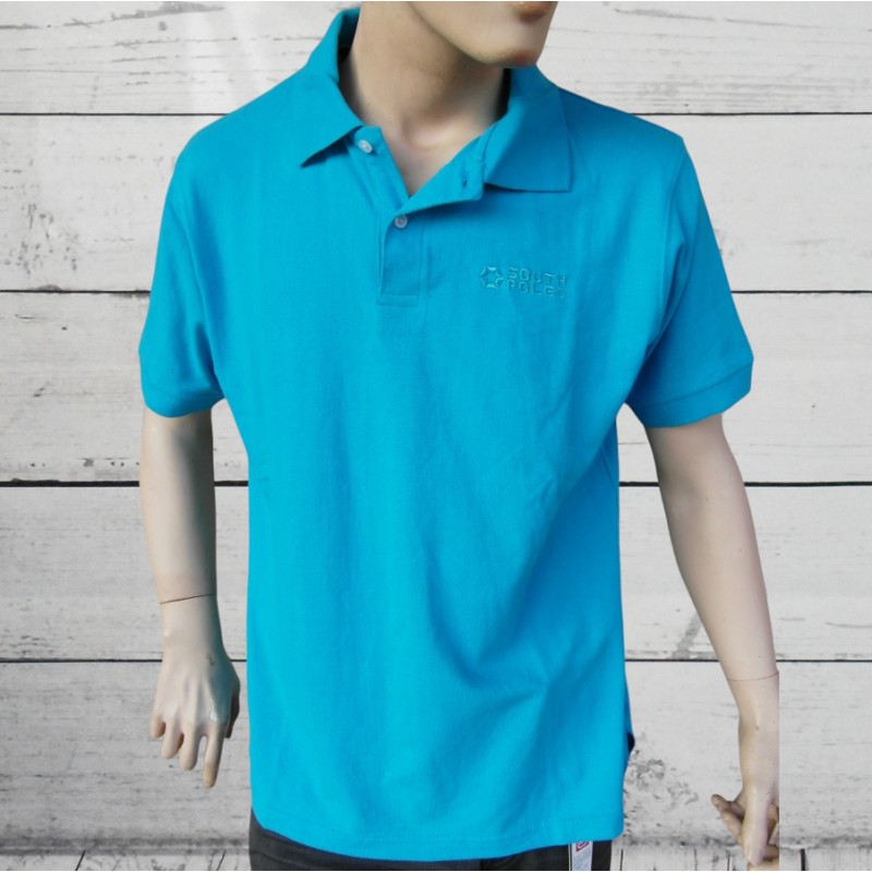 Polo homme, South pole, coloris bleu uni.