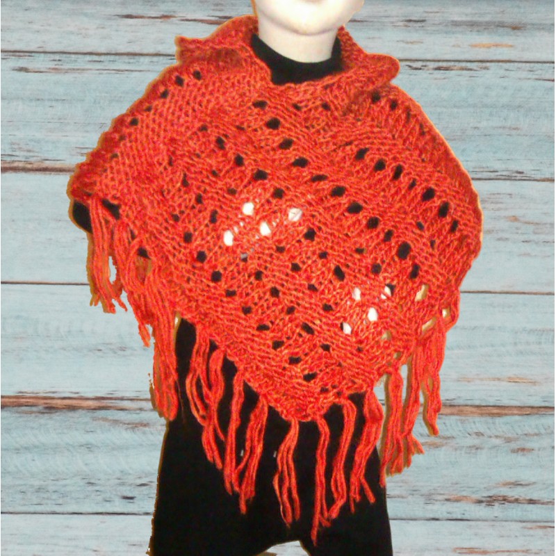 Poncho fille, taille unique coloris orange.