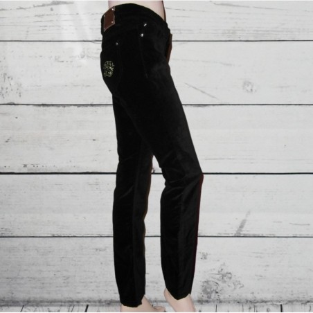 Pantalon fille en velours, Teddy Smith, coloris noir.