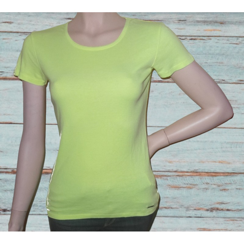 T-shirt fille, manches courtes, Teddy Smith, coloris jaune fluo.