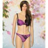 Ensemble, string et soutien gorge, coloris violet, détail dentelle noire.