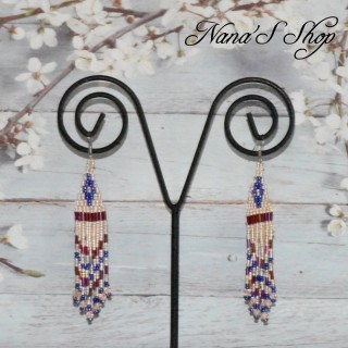 Boucles d'oreilles tissées, Tons rose et violet