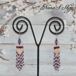 Boucles d'oreilles tissées, Rose & Mauve,