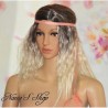 Headband bijoux, plumes colorés et paillettes, coloris corail.