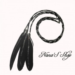 Headband bijoux, plumes colorés et paillettes, coloris noir.
