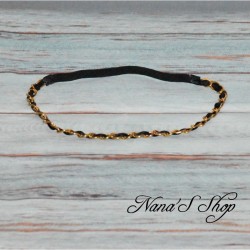 Headband bijoux, chaine dorée coloris noir.