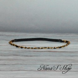 Headband bijoux, chaine dorée coloris noir.