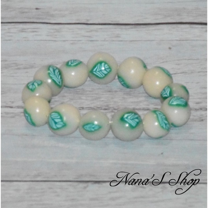 Bracelet Nature, en perles  en pâte polymère, modèle 1.