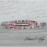 Collier ou bracelet double, tube résille, effet stardust, coloris rose.