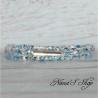 Collier ou bracelet double, tube résille, effet stardust, coloris bleu.