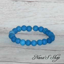 Bracelet élastique en perles pierre de lave 8mm, coloris bleu.