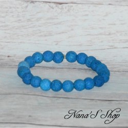 Bracelet élastique en perles pierre de lave 8mm, coloris bleu.