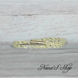 Collier ou bracelet double, tube résille et strass, effet Stardust, coloris jaune.