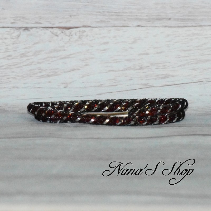 Collier ou bracelet double, fine résille noir et strass, effet Stardust, coloris bordeaux.