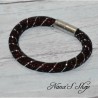 Bracelet fantaisie, grosse résille noire, Stardust, coloris bordeaux.