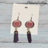 Boucles d'oreilles cabochons et tassel, coloris violet.