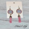 Boucles d'oreilles cabochons et tassel, coloris rose pâle.