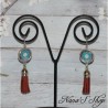 Boucles d'oreilles cabochons et tassel, coloris marron.