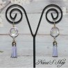 Boucles d'oreilles cabochons et tassel, coloris mauve.