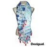 Foulard rectangle, Tye and Dye, Splash, Desigual, coloris bleu.