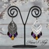 Boucles d'oreilles fantaisie, estampe et  gouttes nacre, coloris multicolore.