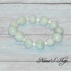Bracelet  perles en pâte polymère, couleur bleu pâle.
