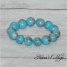Bracelet grosse perles colorées, pâte polymère, couleur vive, coloris bleu.