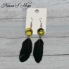 Boucles d'oreilles plume et pâte polymère, couleur vive, coloris jaune.