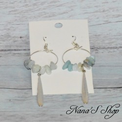 Boucles d'oreilles longues pierre Amazonite, tons vert menthe.