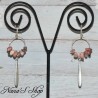 Boucles d'oreilles longues pierre Rhodonite, tons rose.