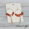 Boucles d'oreilles longues pierre Cornaline, tons rouge.