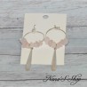 Boucles d'oreilles longues, pierre Quartz Rose, coloris rose pâle.