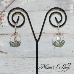 Boucles d'oreilles pierre Turquoise Africaine, tons vert turquoise.