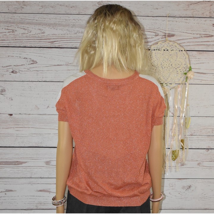 Pull Modern Hippies, Bonobo, coloris blanc et corail, dos.