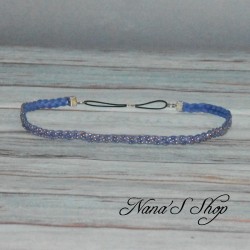 Headband tressé en suédine strass doré, coloris bleu royal.